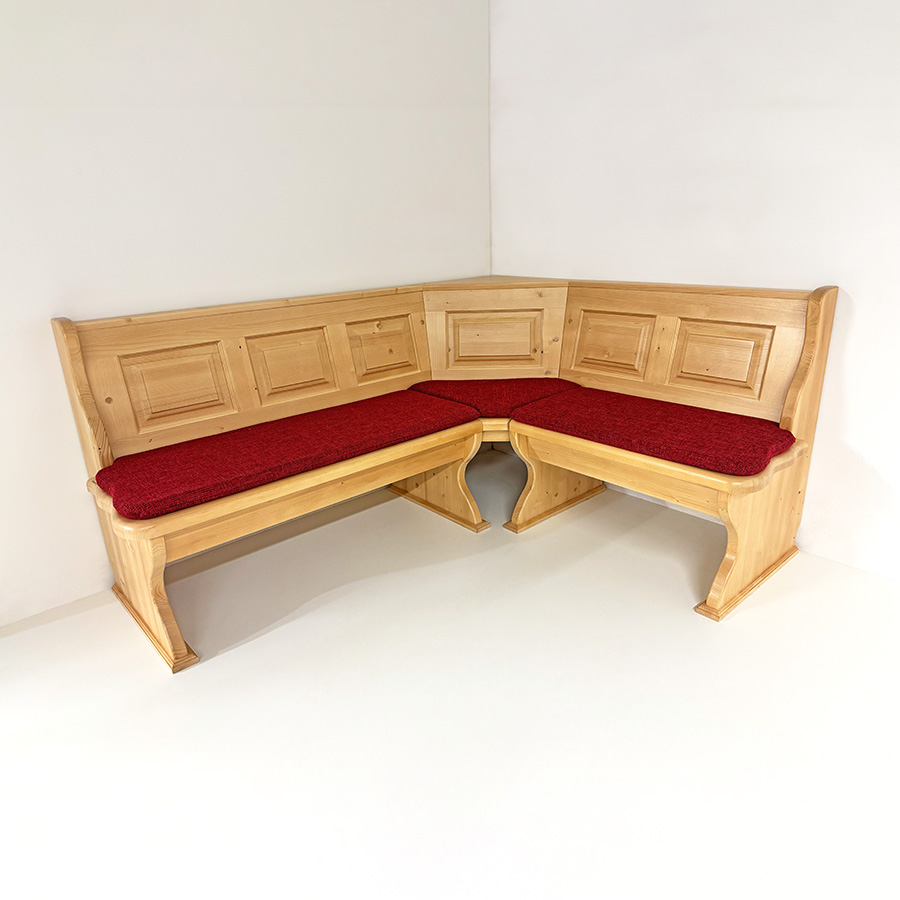 Eckbank Lindau 185/150 mit Truhen aufklappbar, Wangen glatt, Natura rot 809