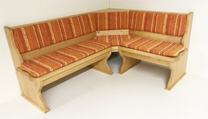 Eckbank Lindau 185/150 mit Truhen, Vollpolster,  Rückenpolsterung, Polstersatz genäht, Pocking terra