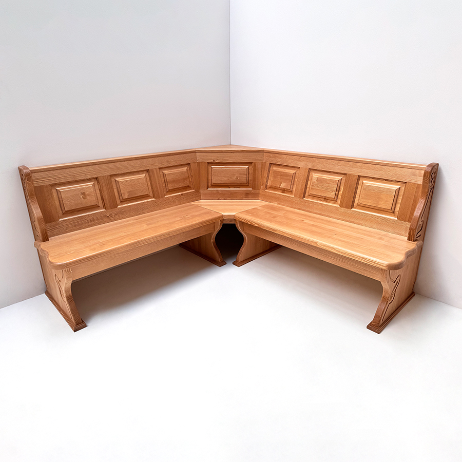 Eckbank Lindau 185/185 cm Truhen, geschnitzt, Antik dunkel, (Kleur 2)