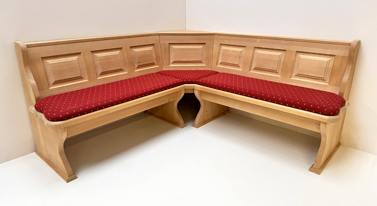 Eckbank Lindau 185/185 mit Truhen, Kissensatz Polsterplatte, Kundl rot