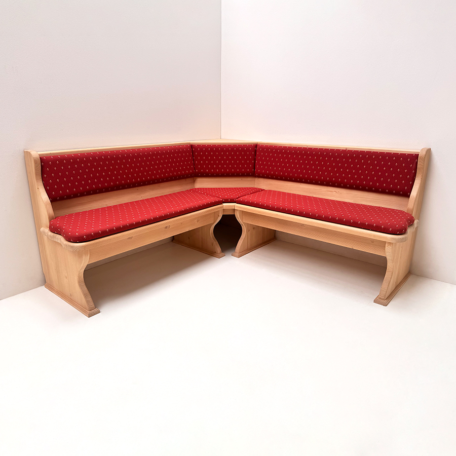 Eckbank Lindau 185/185 mit Truhen,Vollpolster,  Rückenpolsterung, Polsterplatte, Kundl rot