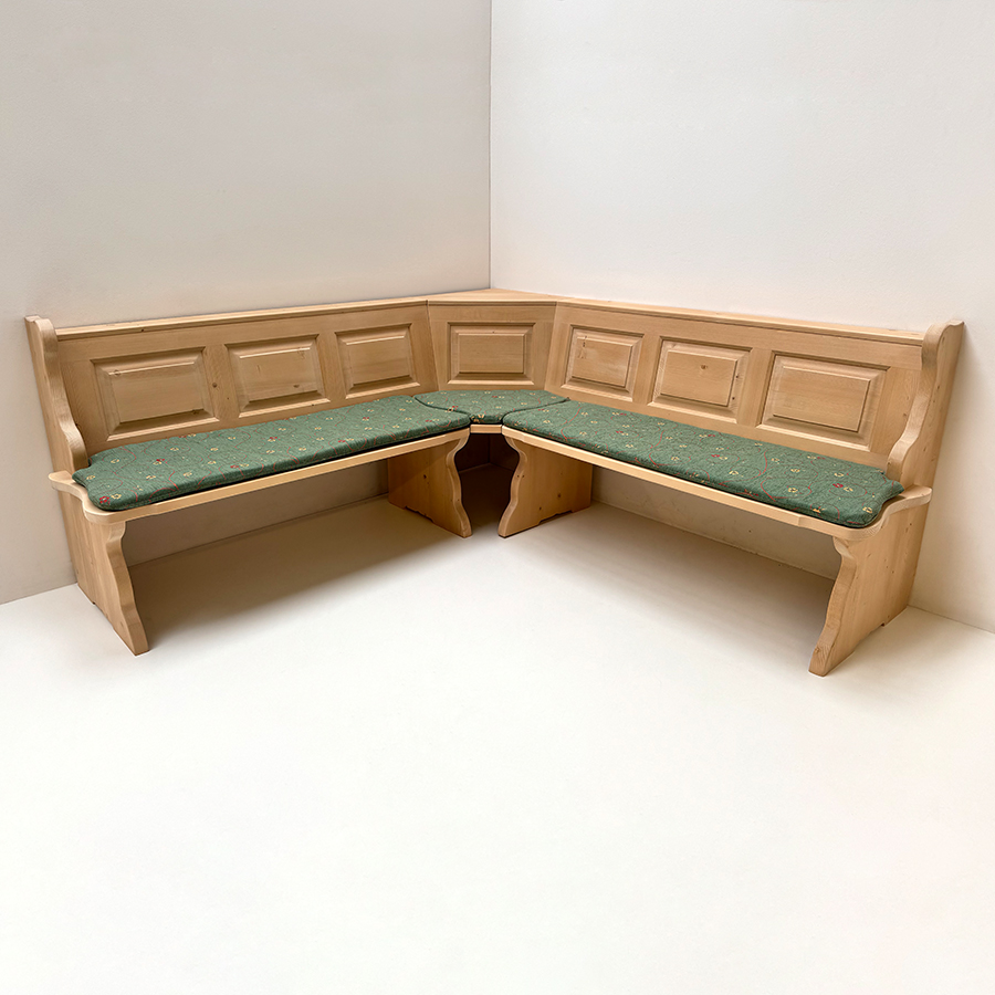 Eckbank Landau solo 195/195 cm, Kissensatz genäht, Pöchlarn Ranke grün, 38 Lagerstoffe preisgleich