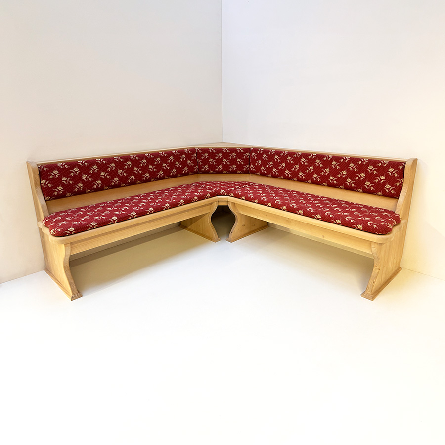 Eckbank Lindau 200/200 cm mit Truhen, Vollpolster, Truhen, Polsterplatte, Stoff Kössen rot