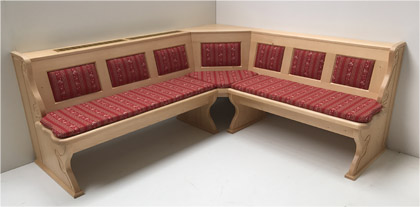 Eckbank Lindau 210/200, Ablagen- Wangenverbreiterung, Heizungsgitter, Kassettenpolster