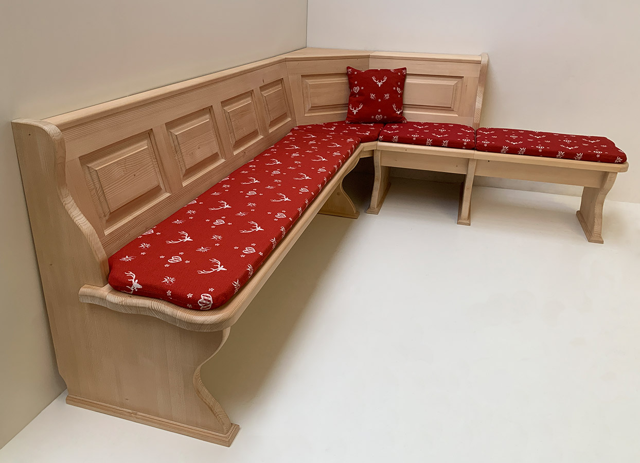 Eckbank Lindau 260/120 cm mit Freisitz, Anbauhocker fest 75 cm, Polster genäht AF-74855-1