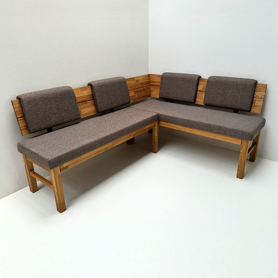 Eckbank Lorenzo, 194-155 Sitz gepolstert, 4 Rückenpolster, Verano 623, viele Farbtöne möglich