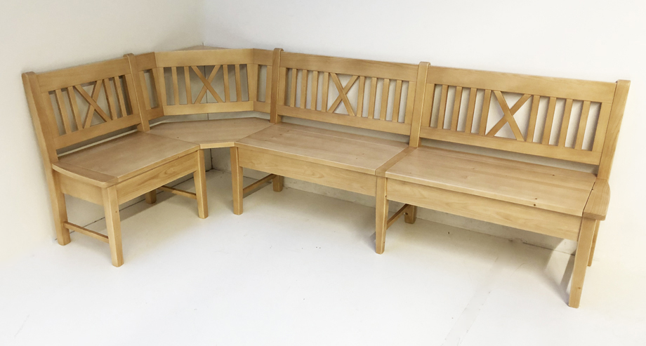 Eckbank Nürnberg  130/250 cm mit Sprossen,  Rosner gebeizt und lackiert