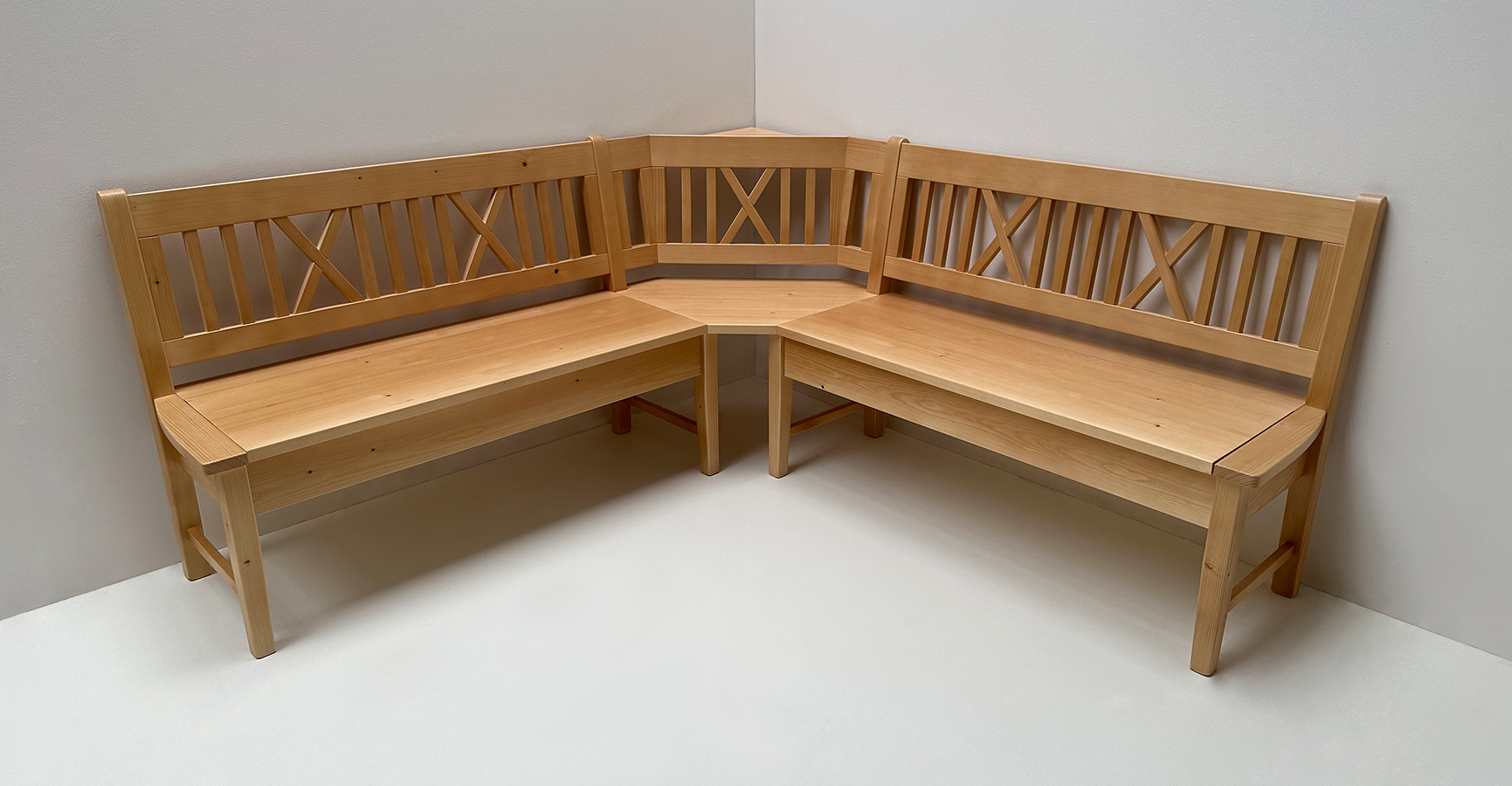 Eckbank Nürnberg 190/190 cm mit Sprossen, Rosner lackiert