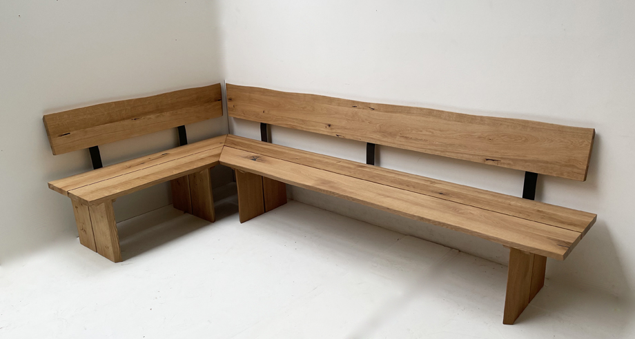 Eckbank Baumbank Oviedo, Sondermaß !! 150/285  cm Wildeiche massiv, Sondermaße lieferbar !