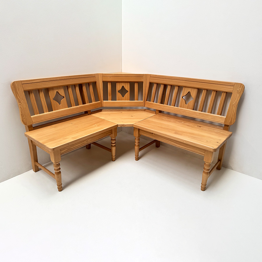 Eckbank Rangau 140/150 mit Sprossen, Ausführung mit Truhen, Fichte, Antik hell (Kleur 1)