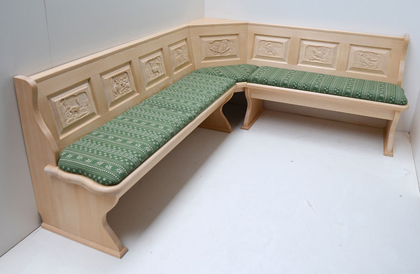 Eckbank Lindau 240/165 cm, Füllungen  Jagdkassetten  Geschnitzt Jagdmotive