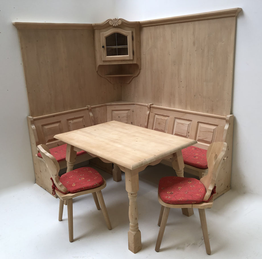 Eckbankgruppe Amberg 185/150 cm, Wandverkleidung, Eckhänger Amberg, Polster Ranke rot