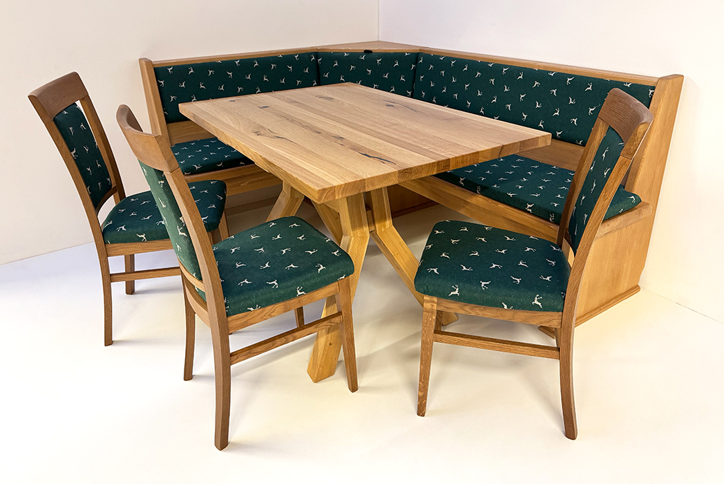 Eckbankgruppe LINDAU 150/195, Vollpolster, XXL Truhe, Sitz, Wange schlicht, Little Rudolph grün