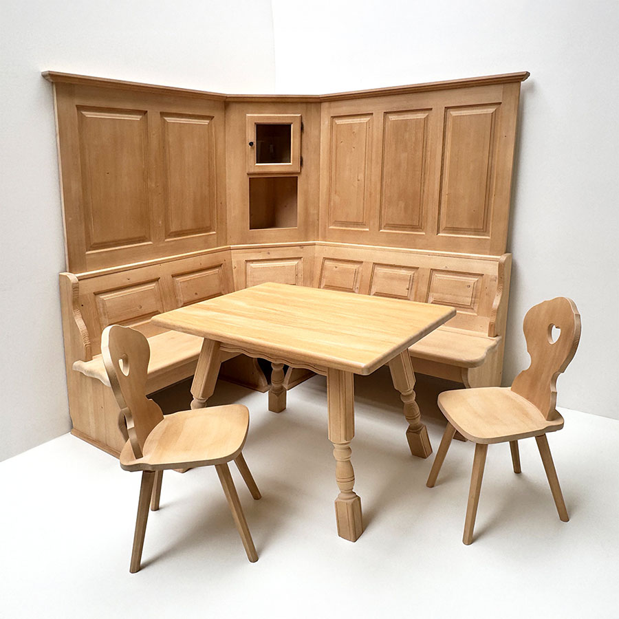 Eckbankgruppe LINDAU 165/195cm, Wandverkleidung, Eckkapitel gerade, mit Glastüre