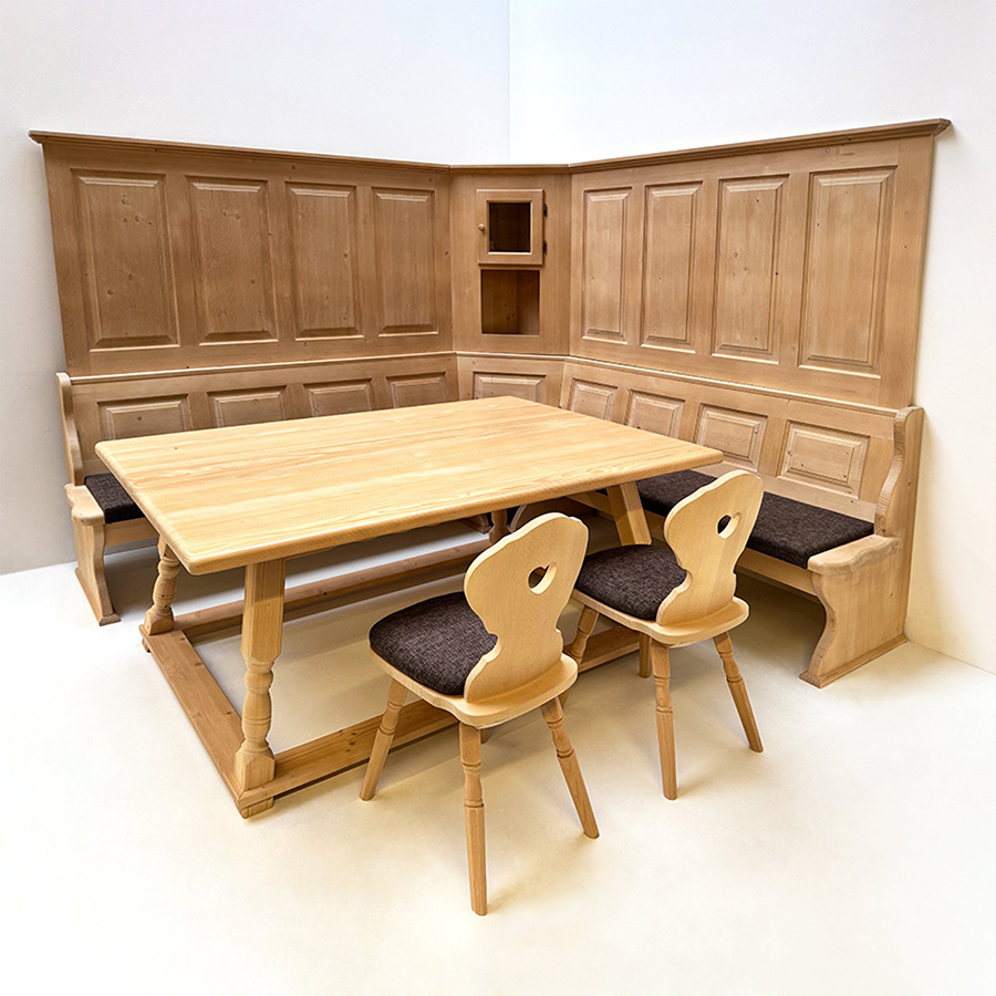 Eckbankgruppe LINDAU 250/230 cm, Wandverkleidung, Eckkapitel gerade, mit Glastüre