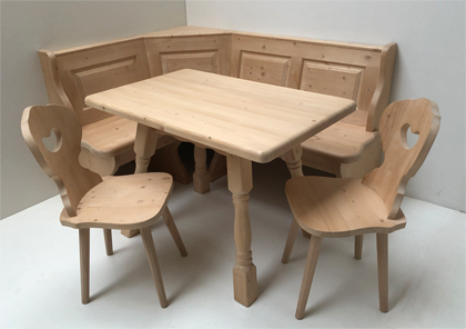 Eckbankgruppe LINDAU 125/165 Fichte, Tisch 4510-Amberg, 2 Bauernstühle Landau , Vienna oder Munich