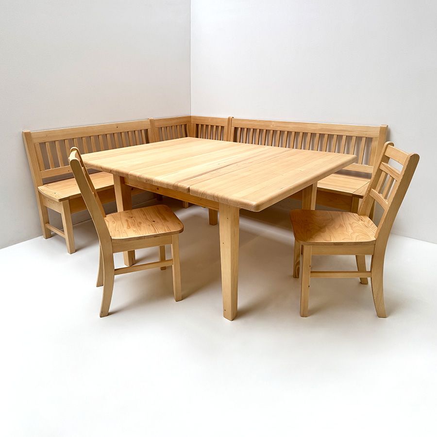 Eckbankgruppe Nürnberg Fichte, 190/220 cm, Tisch 120/120 cm Verschiebeplatte, 2 Stühle 3830_3