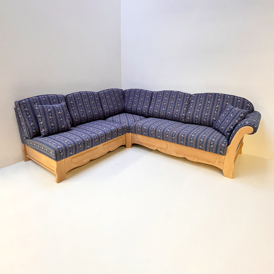 Sofa Ecksofa Sterzing, Spitzecke, 215/257 cm, Brixen TS-1668, Streifen blau