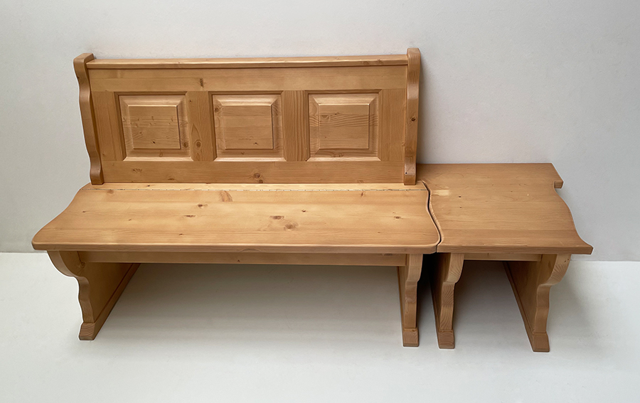 Einzelbank Amberg 120 cm mit Truhe, Anbauhocker 50 cm, links/rechts stellbar