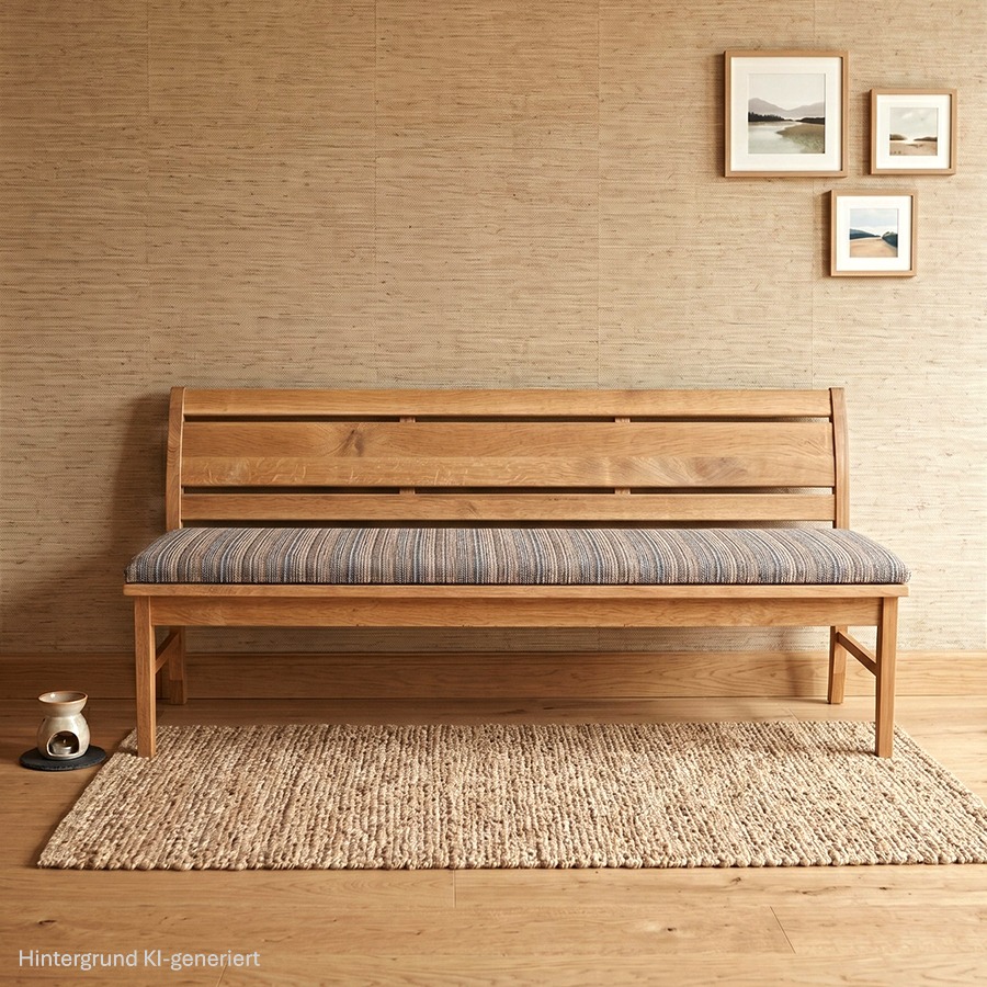 Einzelbank ISEO 200 cm Wildeiche lackiert, Polsterplatte TS-3048