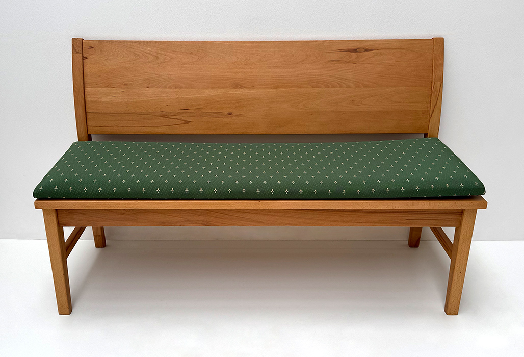 Einzelbank Messina, 140 cm,  Kernbuche geölt, Polsterplatte Kundl grün