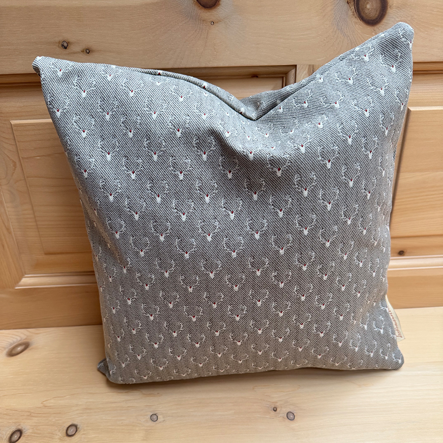 Federkissen, Kissen genäht  40/40 cm mit Reißverschluss, Stoff Cortina TS-6326, Hirsch grau