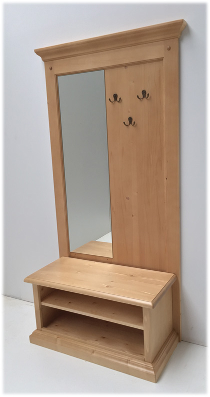 Garderoben Paneel, Garderobenwand Füssen B 90 cm mit Spiegel und Schuhkommode