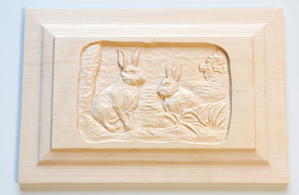 Füllung Kasette Geschnitzt Hasenmotiv