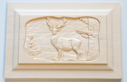 Füllung Kasette Geschnitzt Hirschmotiv