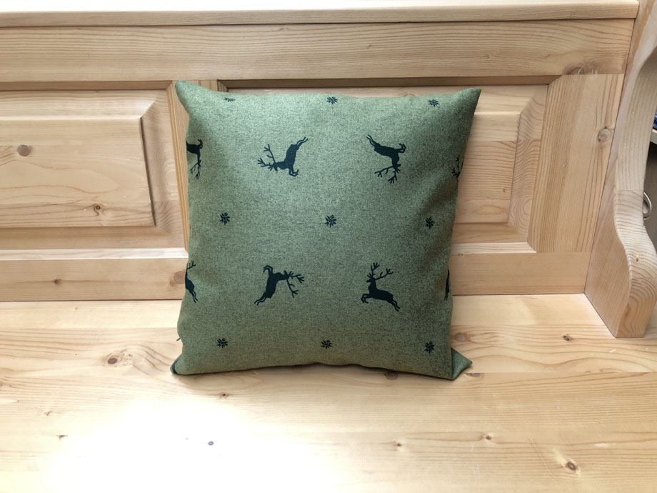 Federkissen, Kissen genäht  40/40 cm mit Reissverschluss, Stoff Hirschau moos