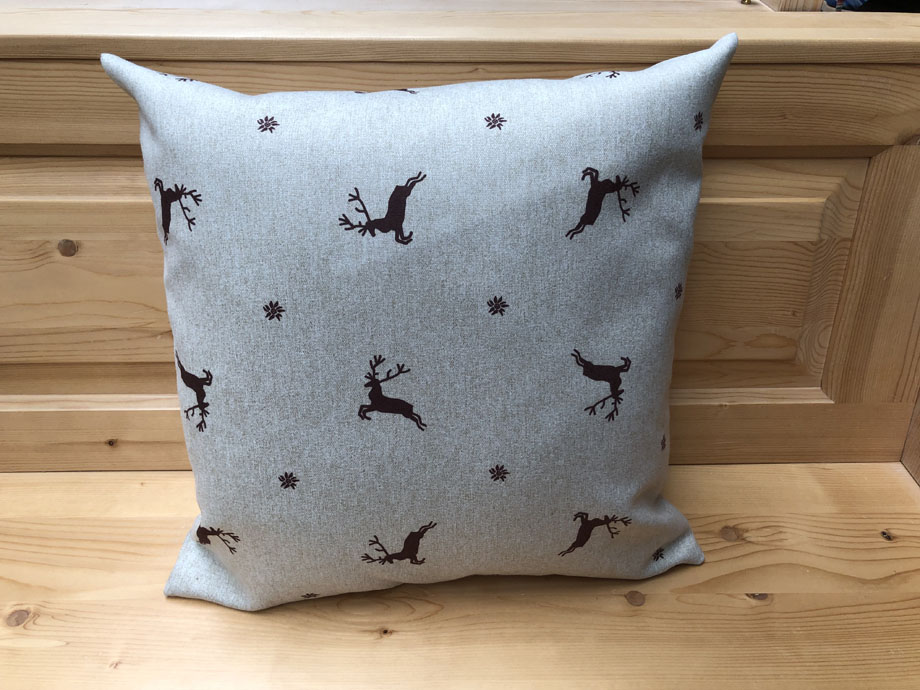 Federkissen, Kissen genäht  50/50 cm mit Reissverschluss, Stoff Hirschau natur