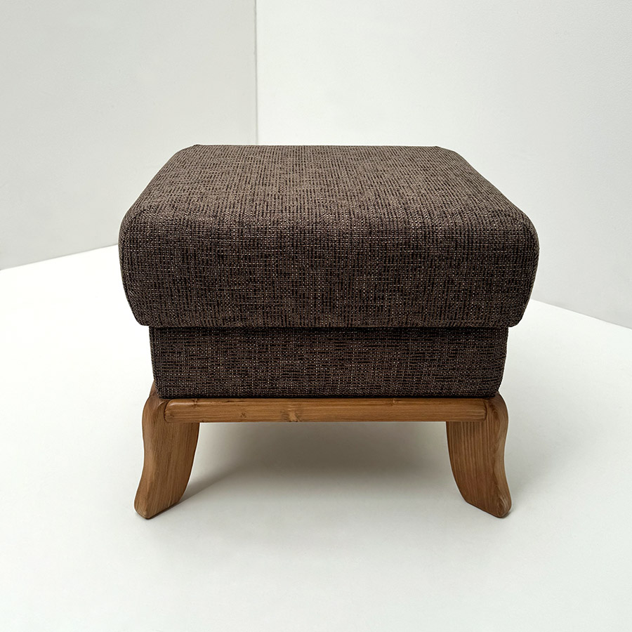 Hocker Sterzing, Antik dunkel, Kleur 2, Stoff Natura hellbraun