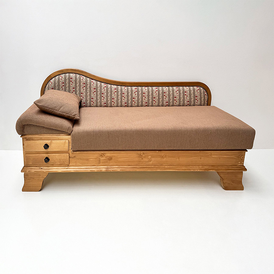 Sofa Liege Garmisch, Sitzhöhe 50 cm, Aktik dunkel (Kleur 2), Waidhaus beige, Waidhofen uni braun