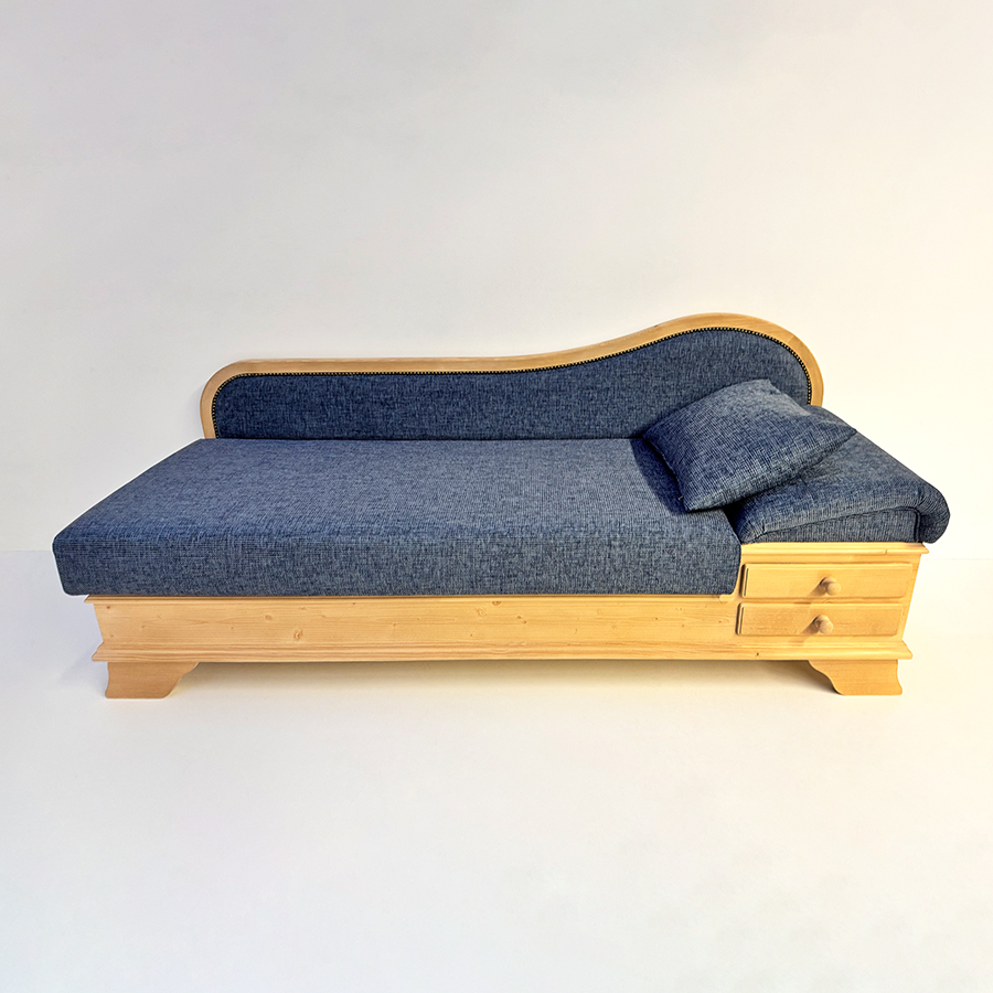 Sofa Liege Garmisch, Kopfteil rechts, Stoff Höpke Natura 812 blau