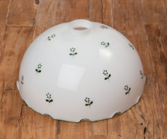 Lampenschirm Glas 30 cm grün geblümt, kombinierbar