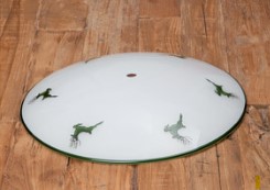 Lampenschirm Glas für Deckenlampe, D 32cm Motiv Hirsch grün, kombinierbar