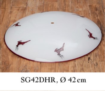 Lampenschirm Glas für Deckenlampe, D 42cm Motiv Hirsch rot, kombinierbar
