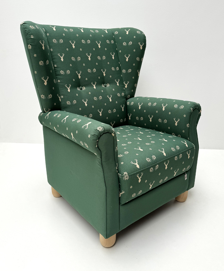 Ohrenbackensessel Davos, Modell  440-60, Stoff Landleben TS-3002, TS-3016