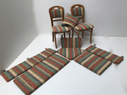 Polstersatz EKA Eckbankgruppe  Sitz- und Rückenkissen genäht, Stuhlpolster Festpolstert