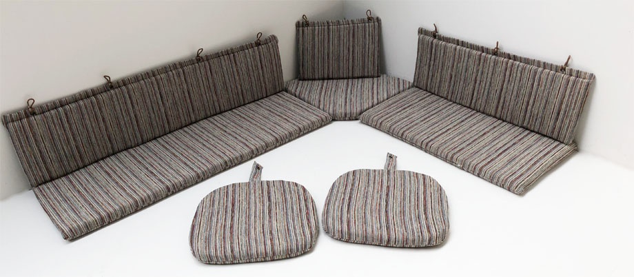 Polstersatz EKA Eckbankgruppe  Sitz- Rückenkissen, Stuhlpolster genäht, Stoff Salzburg RE