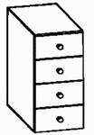 Unterschrank, 4 Schubladen, 30/58/72 cm, (B/T/H)