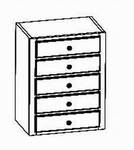 Element mit 5 Schubladen, 5 Schubladen H 12,  65/4