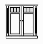 Highboard 2-teilig , 2 Türen mit Holz-Glasfüllung 