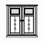 Highboard 2-teilig , 2 Türen mit Holz-Glasfüllung 