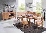 Eckbankgruppe Iseo Kernesche, Bank 150/190 cm, Tisch 85/125 cm, 2 Stühl mit Polstersatz, Sidebord