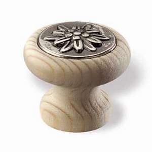 Beschlag Knopf Edelweiß, Holz D30 mm im Landhausstil