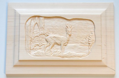 Füllung Kasette Geschnitzt Rehbockmotiv