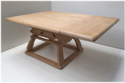 Jogl-Tisch Landau 120/120 mit Schubladen und Ansteckplatte