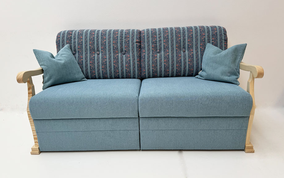 Landhaus Schlafcouch GERLOS, ausziehbar, Waidhaus blau, Waidhofen blau, 38 Lagerstoffe preisgleich !