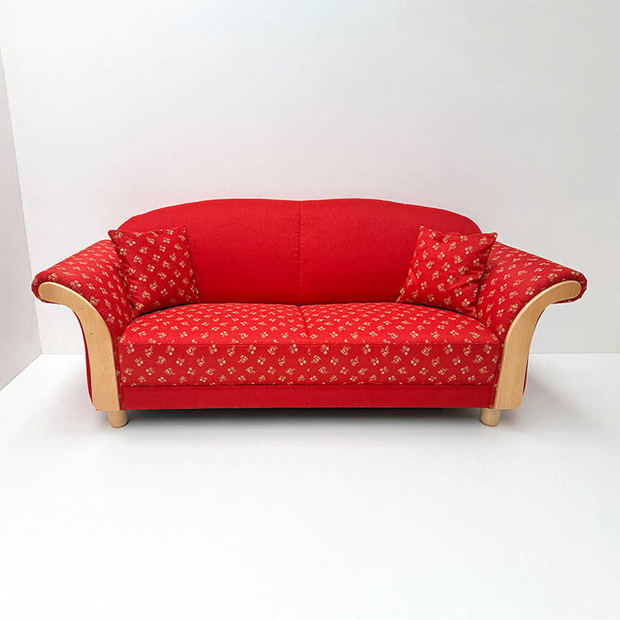 Polstersofa Davos 440-33, 3-Sitzer, 212 cm, 2 Armteile fest, Holzchatosen, Fichte Stoff Mülheim